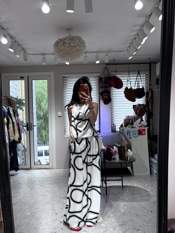 DMN·时尚轻奢高级感无袖条纹女装套装