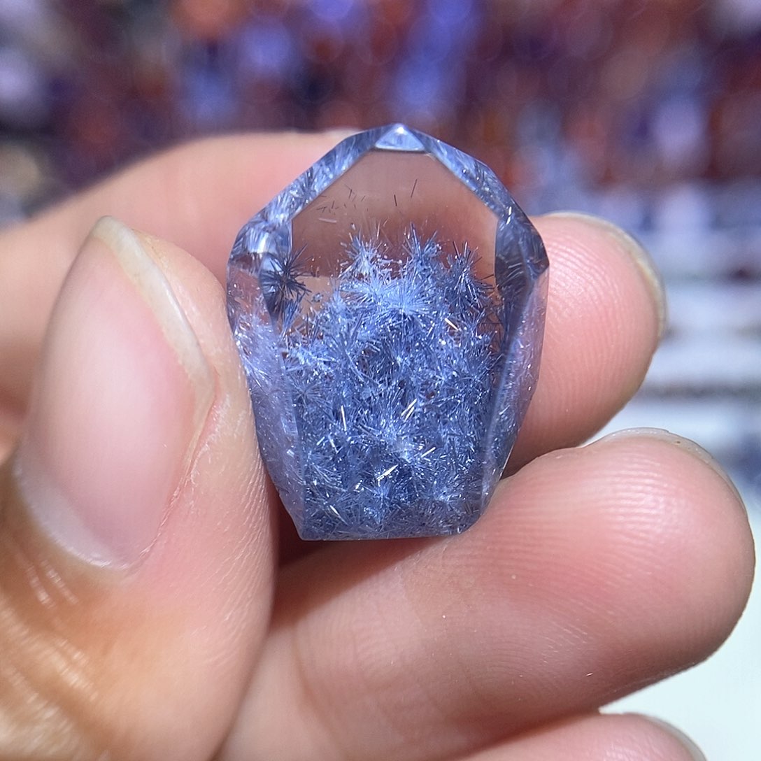 水晶蓝发晶吊坠定制款18K金镶嵌遗*?