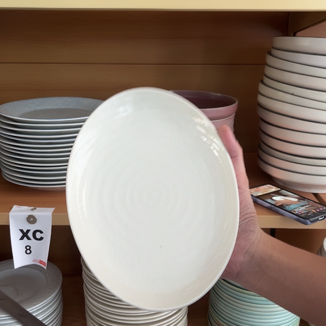 新骨瓷微瑕白挑刀9.5寸椭圆鱼盘炸款