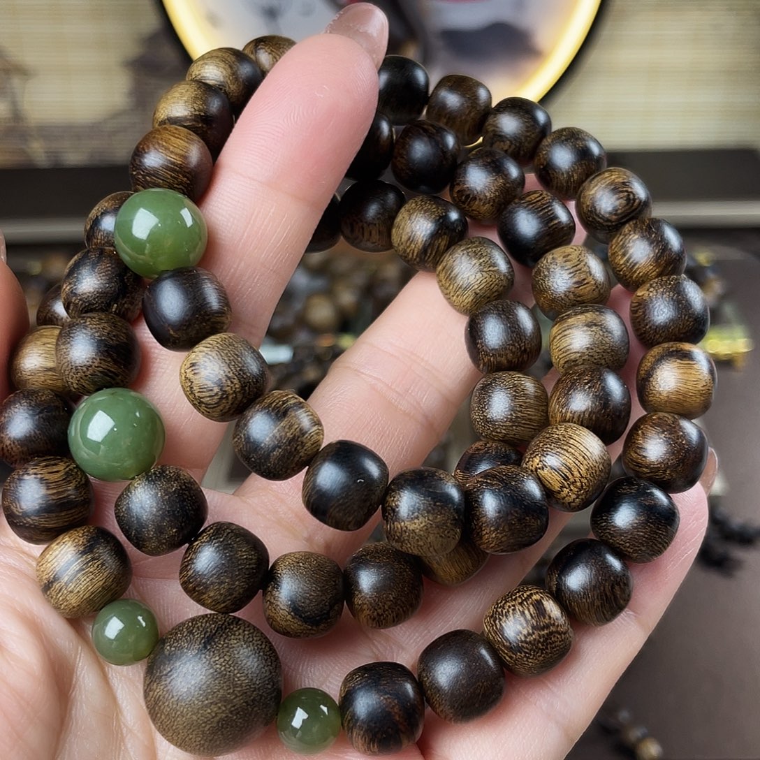 手串沉香越南芽庄老白棋老料瘤疤虎皮1.0