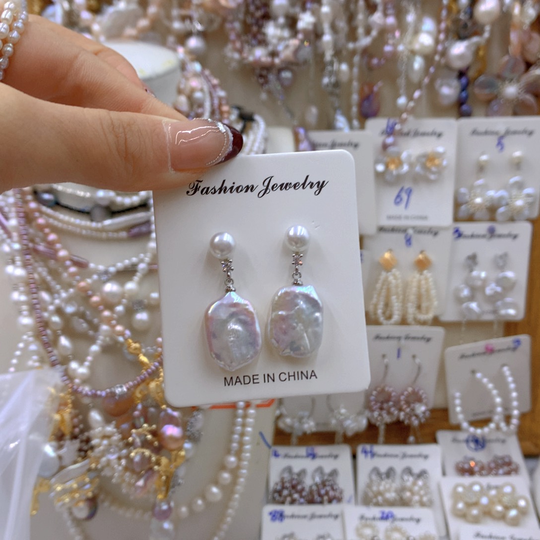 淡水珍珠耳饰银S925镶嵌