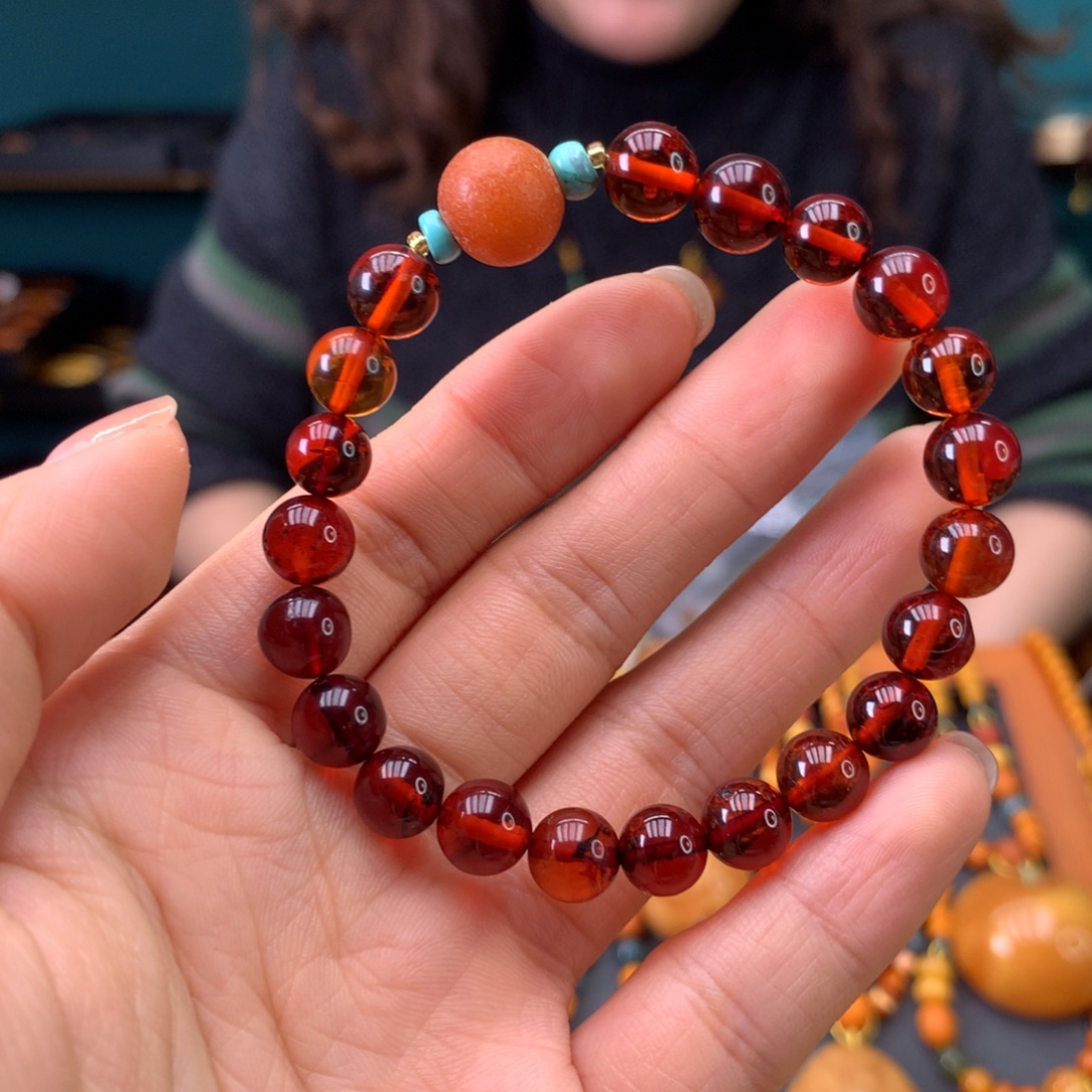 琥珀未镶嵌手串微瑕