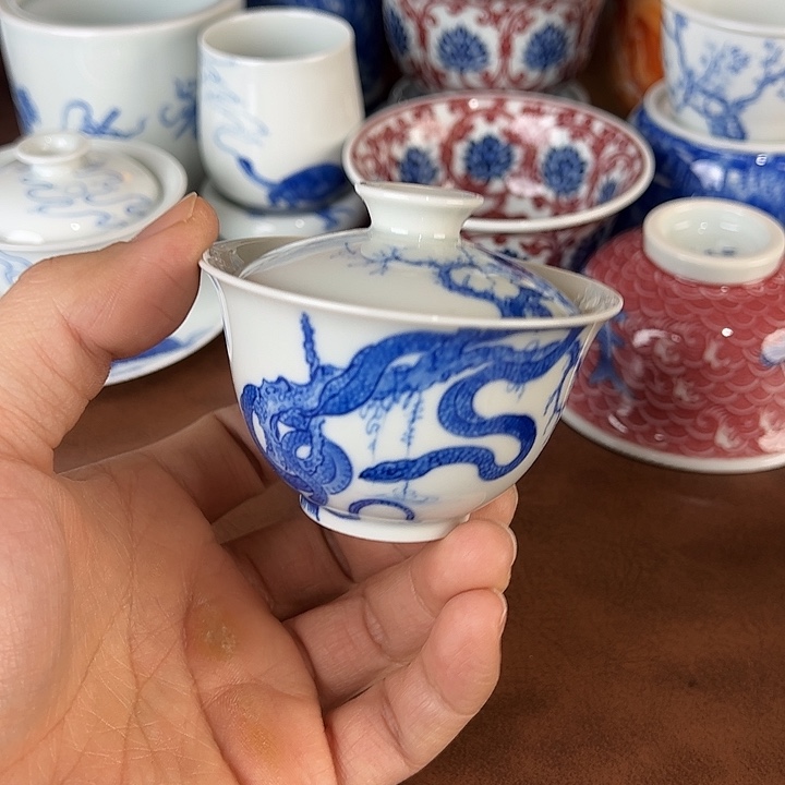 小***草瓷片景德镇全手工手绘陶瓷