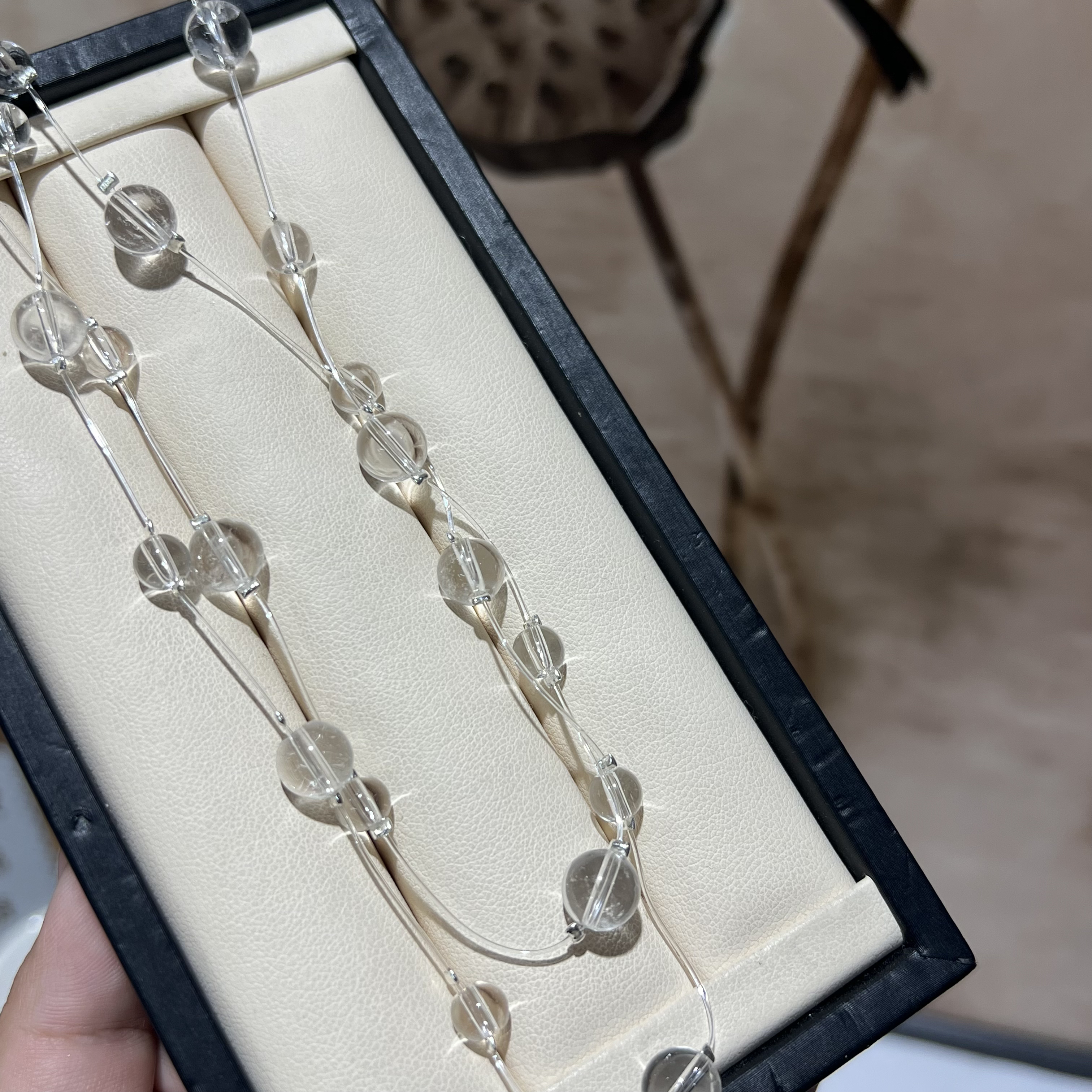 【月月家】J071天然水晶 原创白水晶悬浮满天星项链 多样性发其一