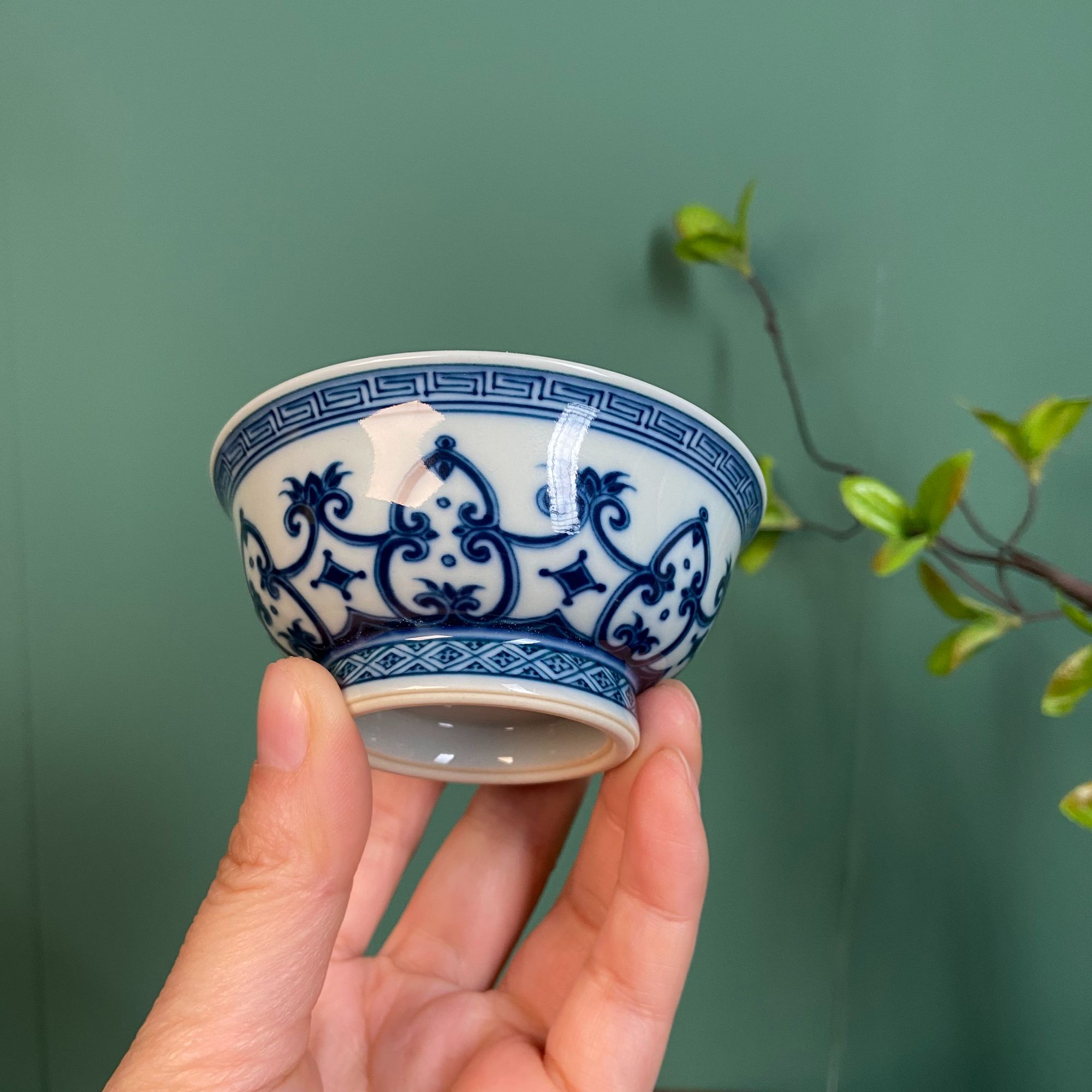 【记石窑】仿明宝相冰莲柴窑主人杯 70cc 手工手绘  景德镇茶具