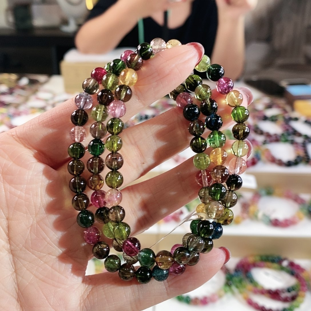 碧玺手链未镶嵌G2606三圈颜色微差