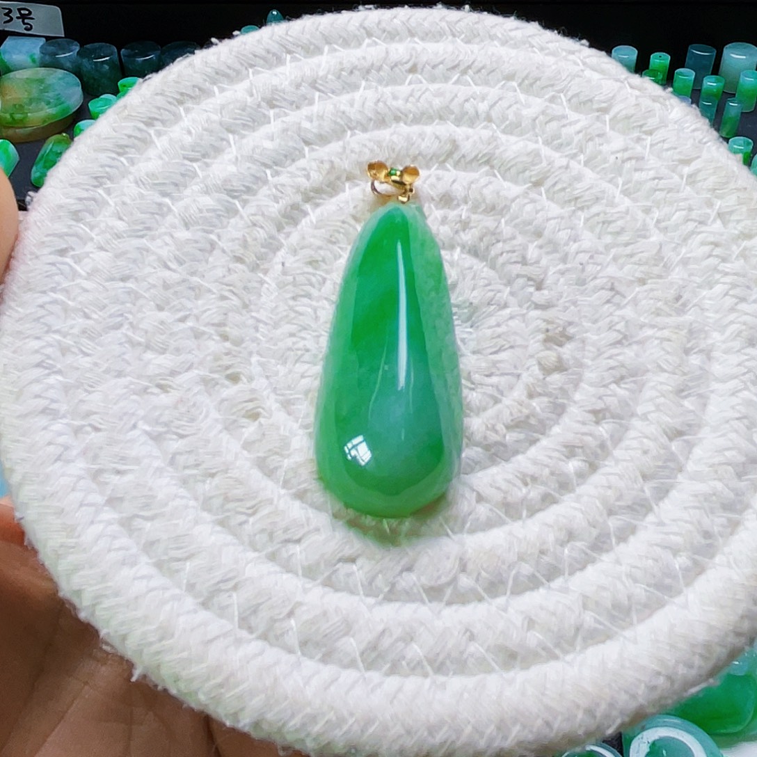 福***宝翡翠18K金镶嵌吊坠(不含链)