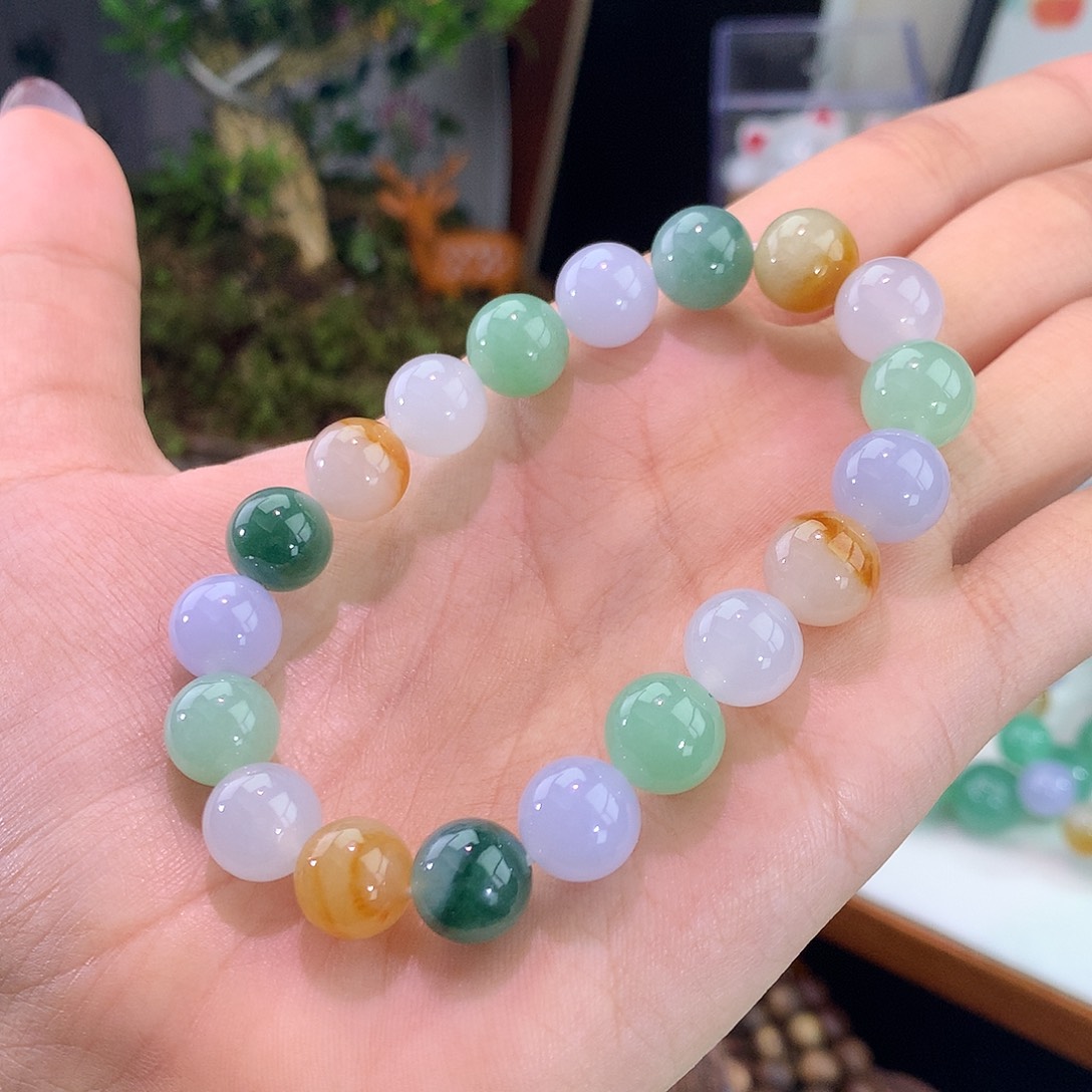 翡翠未镶嵌手链多宝手串