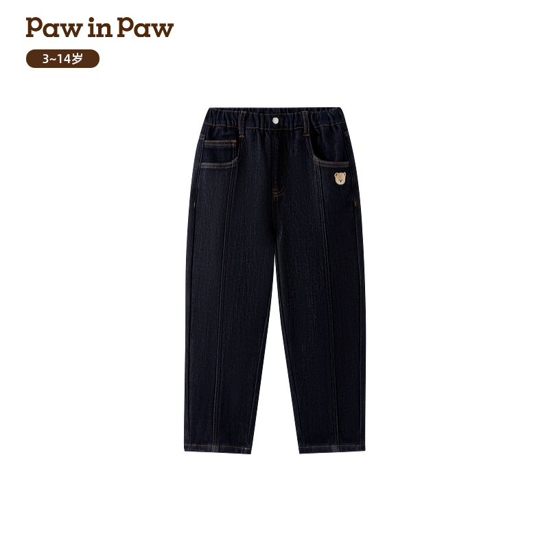 PawinPaw童装25年秋冬新款男童加绒牛仔裤宽松保暖PCTJF4V11E