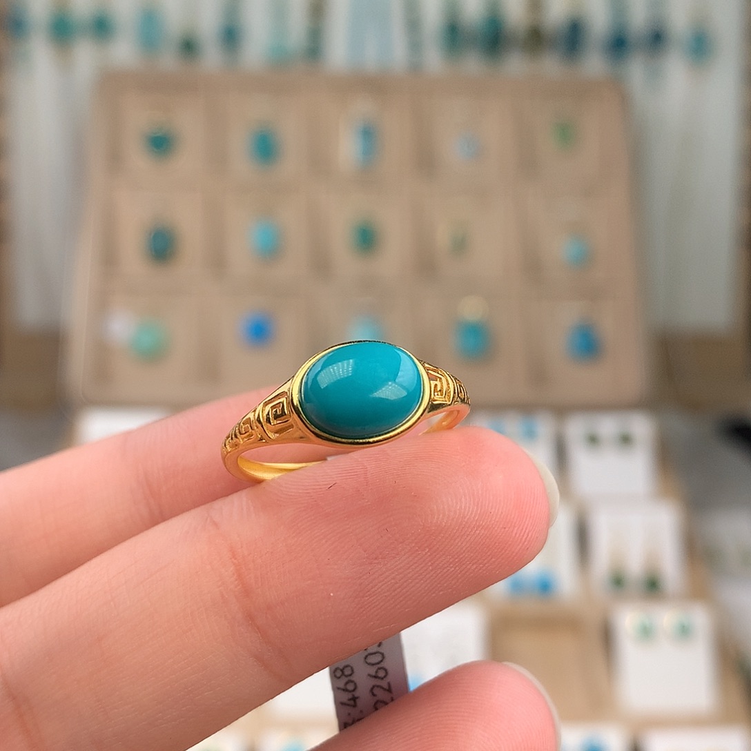 绿松石银S925镶嵌戒指