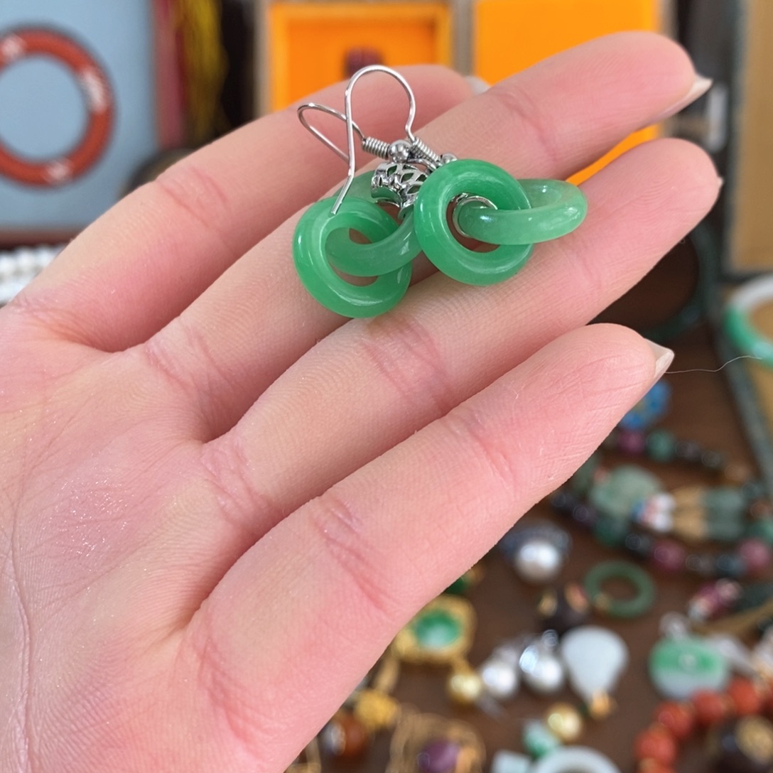 苹***果翡翠未镶嵌耳饰漂亮漂亮漂亮漂亮漂亮漂亮