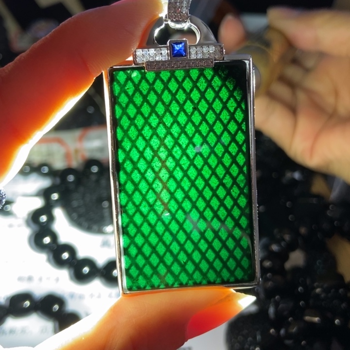 翡翠银S925镶嵌颈饰墨翠