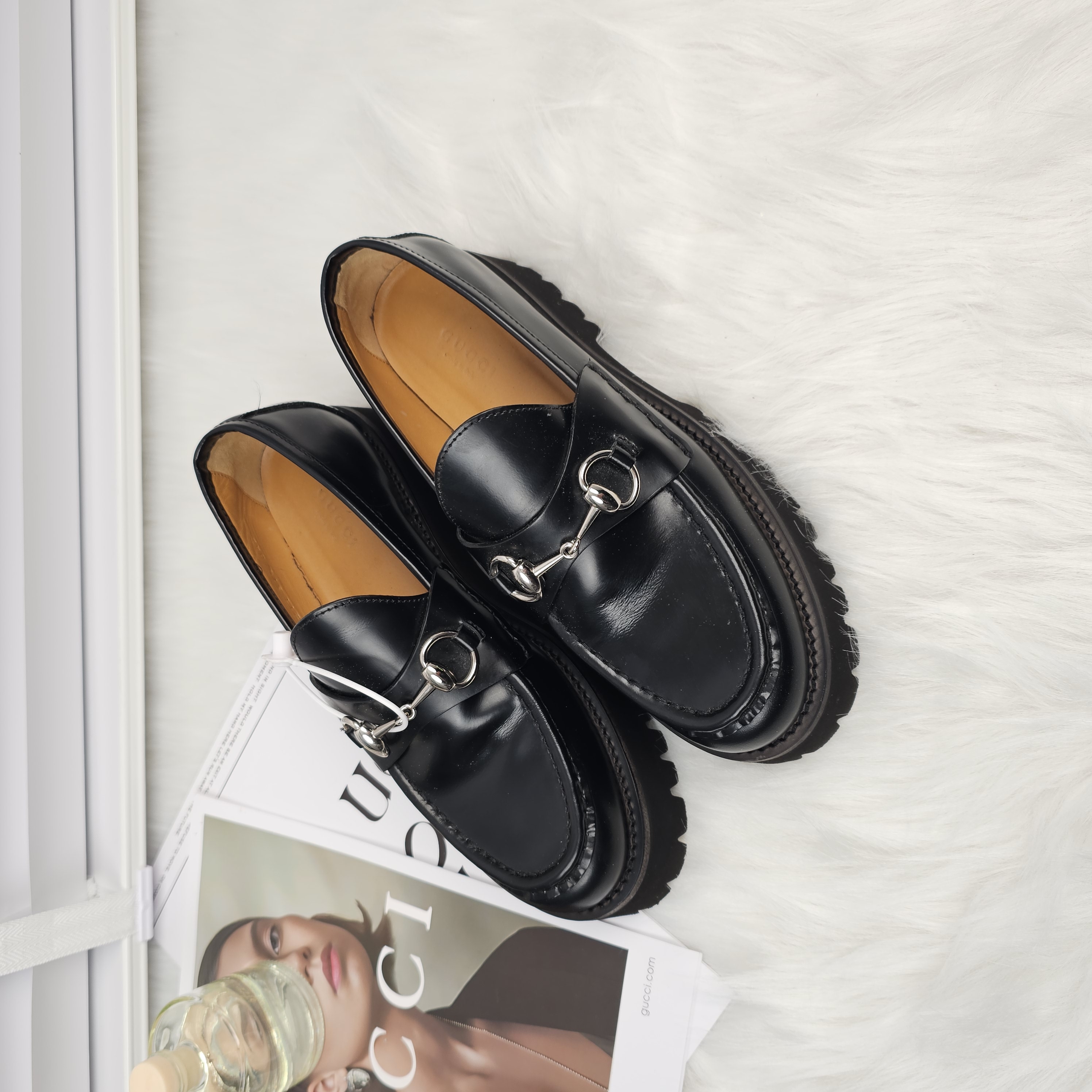 95新 GUCCI/古驰 马衔扣银扣乐福鞋37.5码 公价8800 /6622