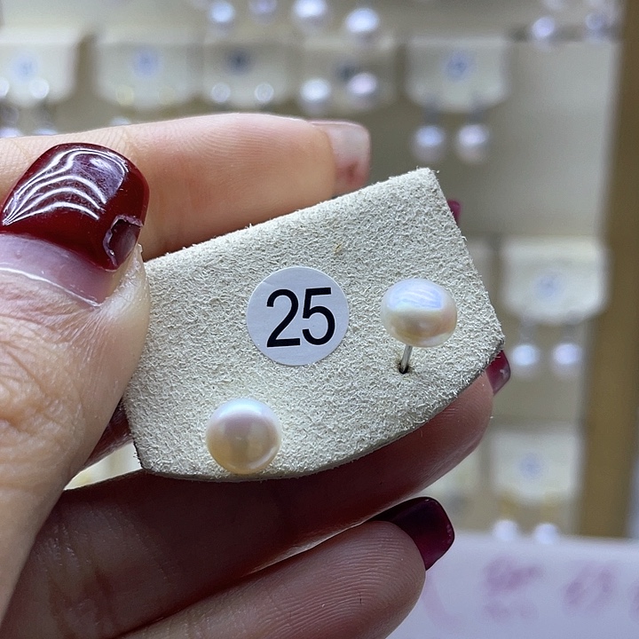 银S925镶嵌淡水珍珠耳饰