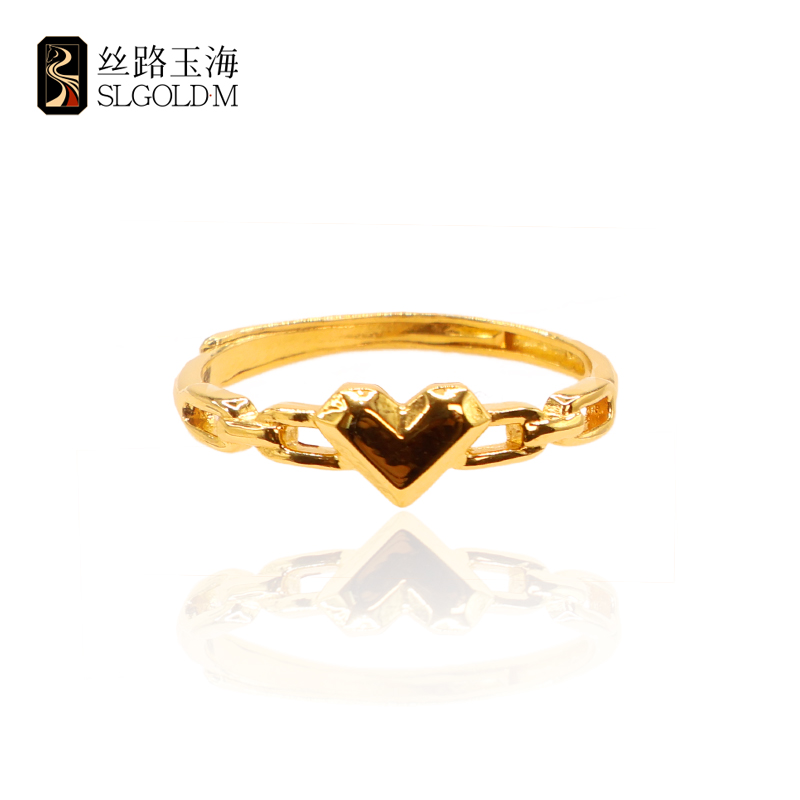 【丝路玉海】爱心镂空戒指足金999优雅5G黄金素金气质个性多退少补