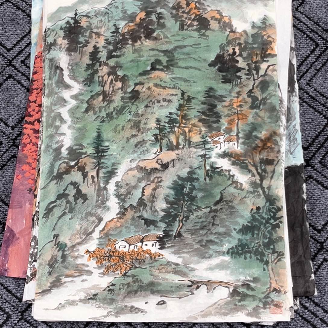国画王志伟山水四尺三开