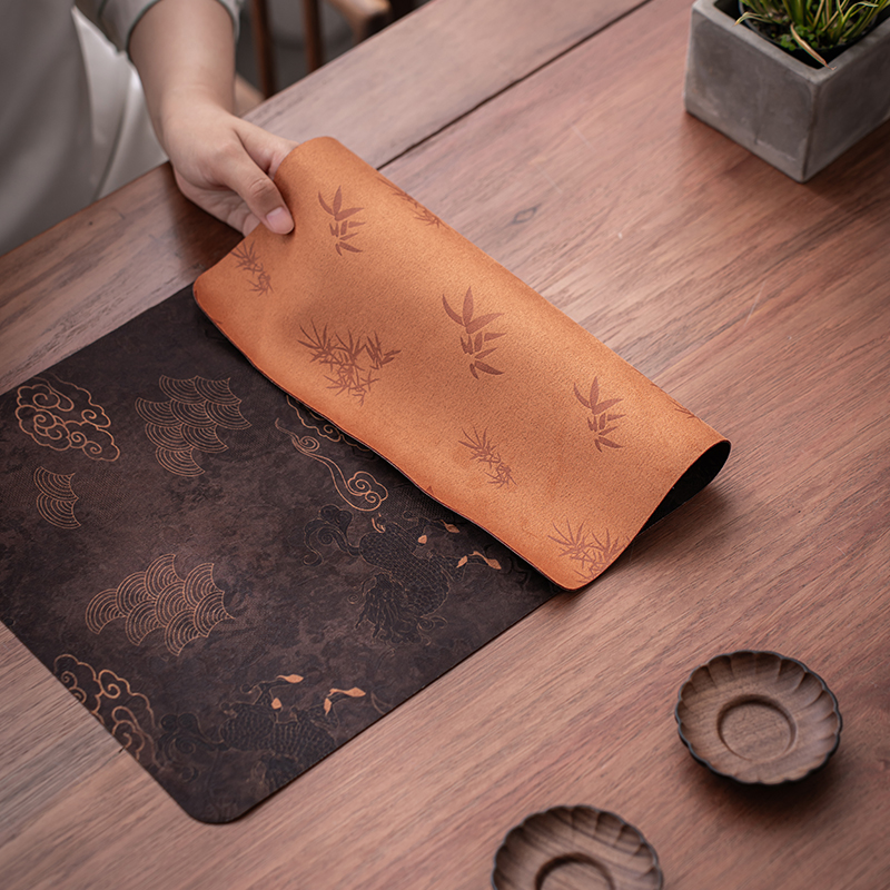 煌山高端云纱干泡茶席垫子家用防水双层小桌旗茶道配件隔热垫茶巾