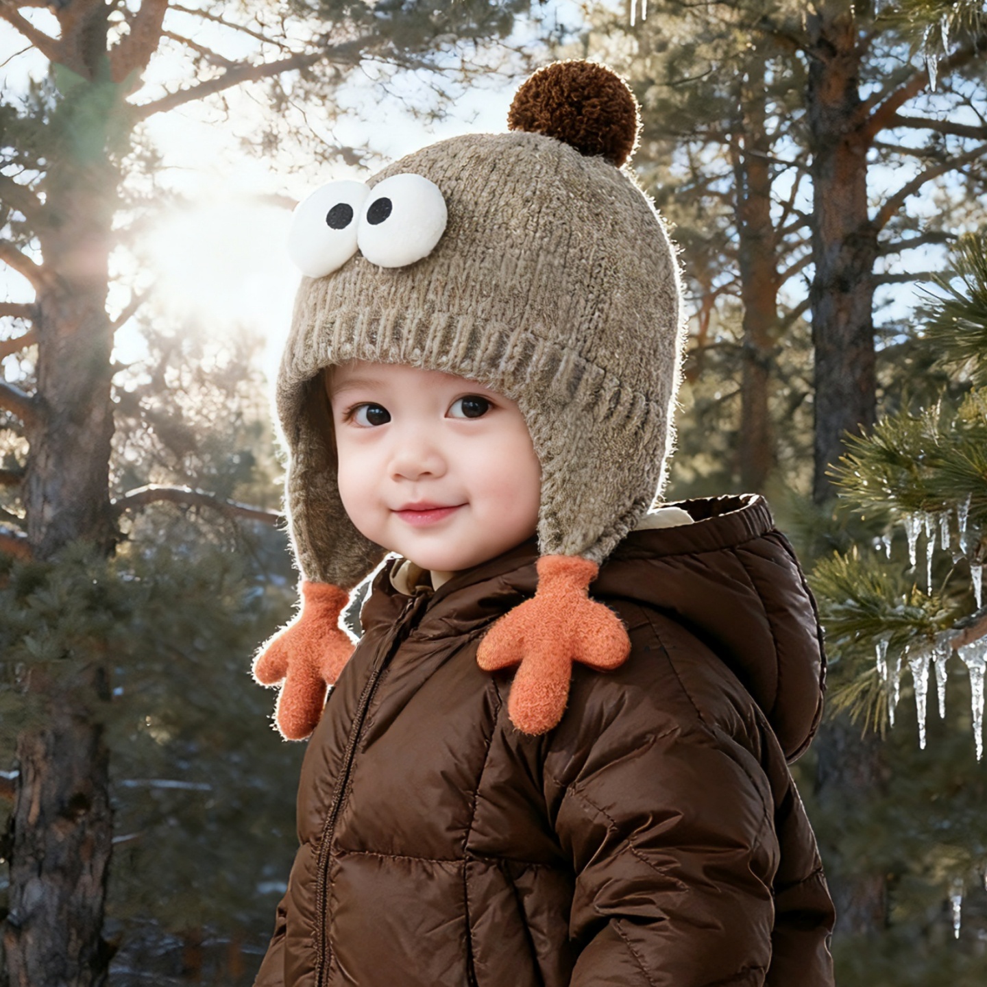 宝宝帽子冬季男童护耳帽可爱加厚女孩针织帽保暖防风婴儿童毛线帽
