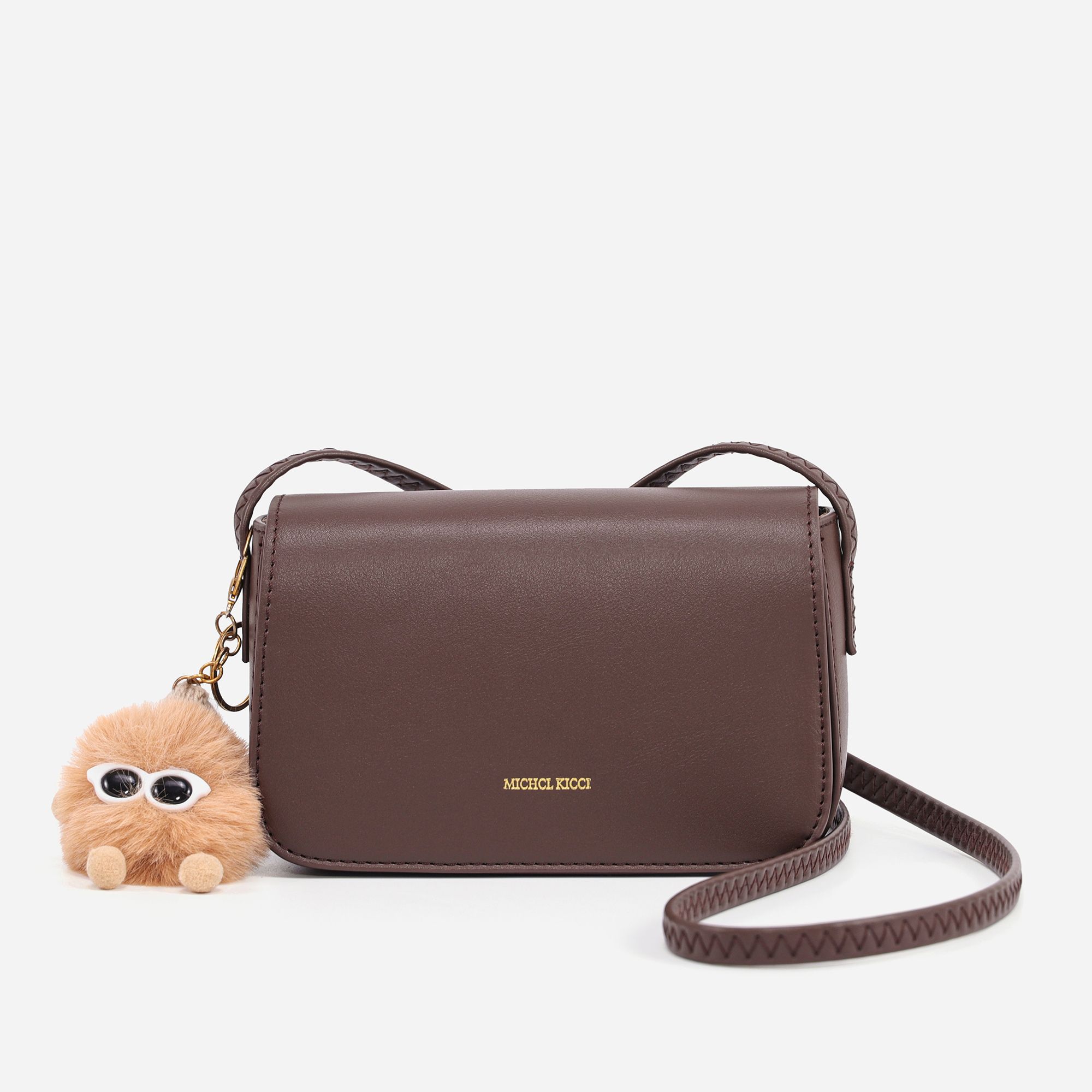 （赠挂饰）时尚休闲百搭斜挎小包HZ24097001咖啡色