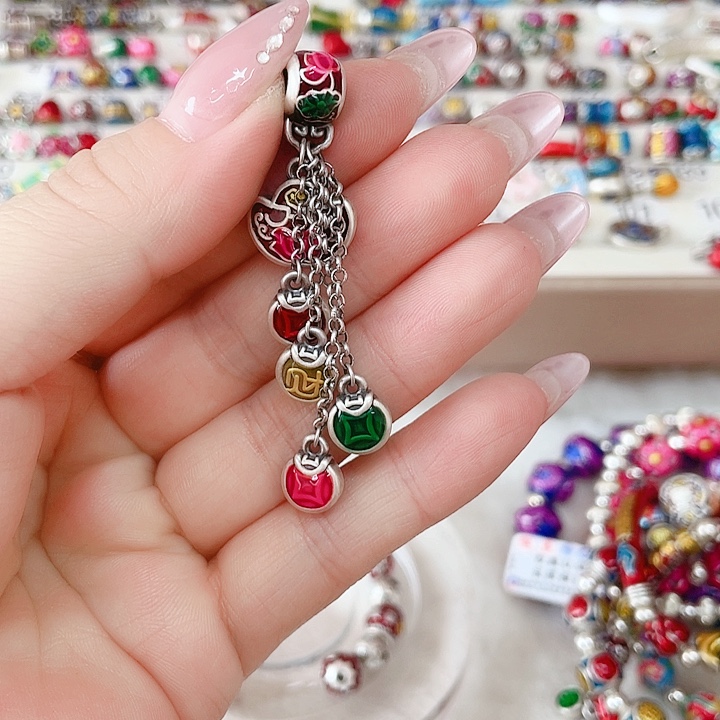 雪***狐足银珐琅珐琅彩足银配件