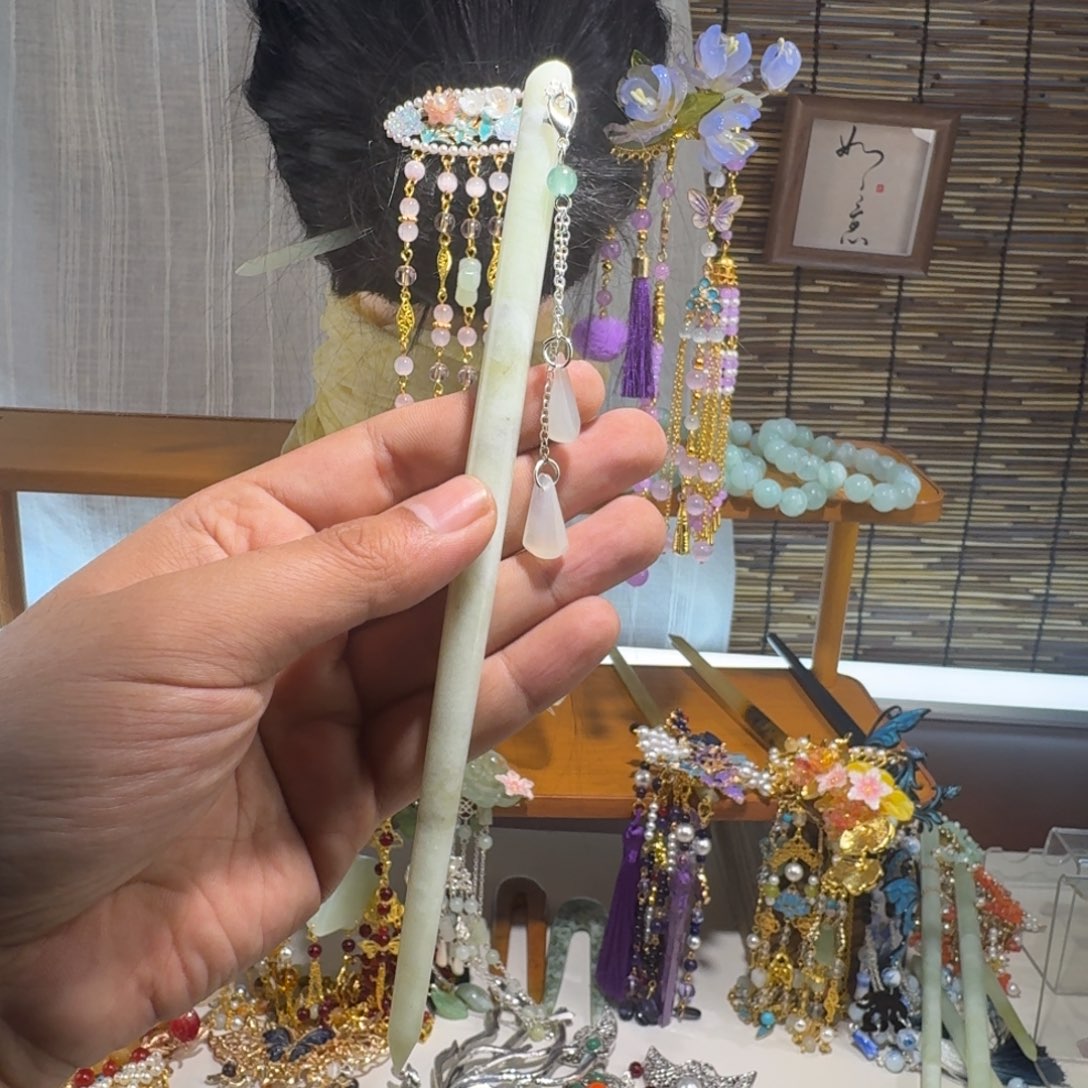 蛇纹石玉合金发饰