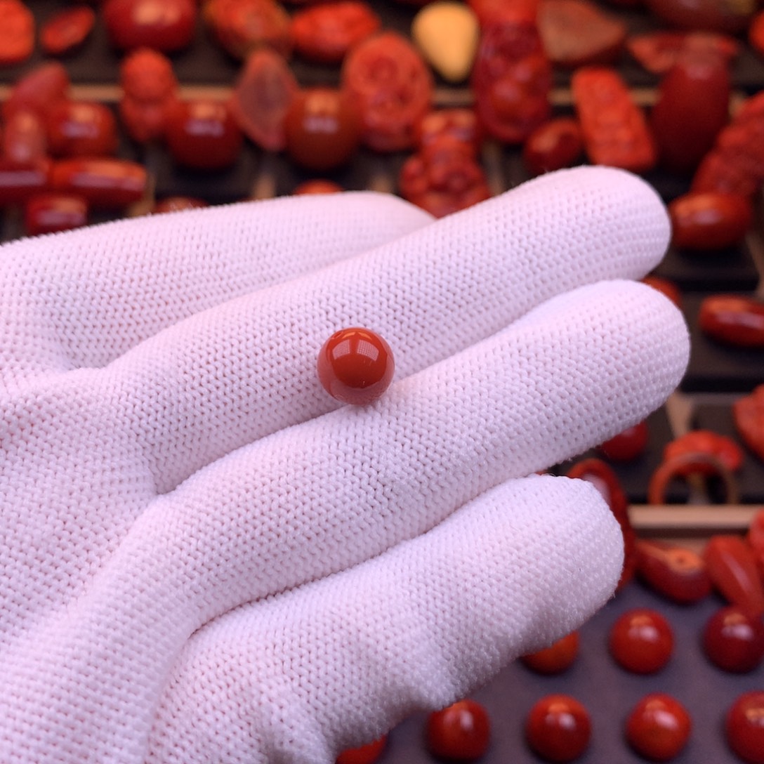 南红玛瑙未镶嵌川料原矿高品圆珠9mm