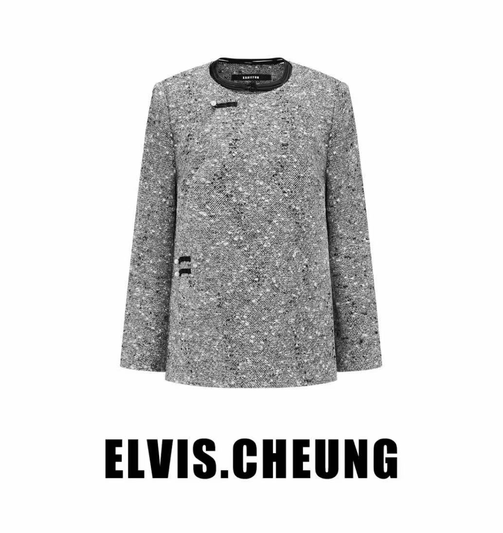 【张羽推荐】ELVIS.CHEUNG蒋云25复古花呢中式斜襟外套