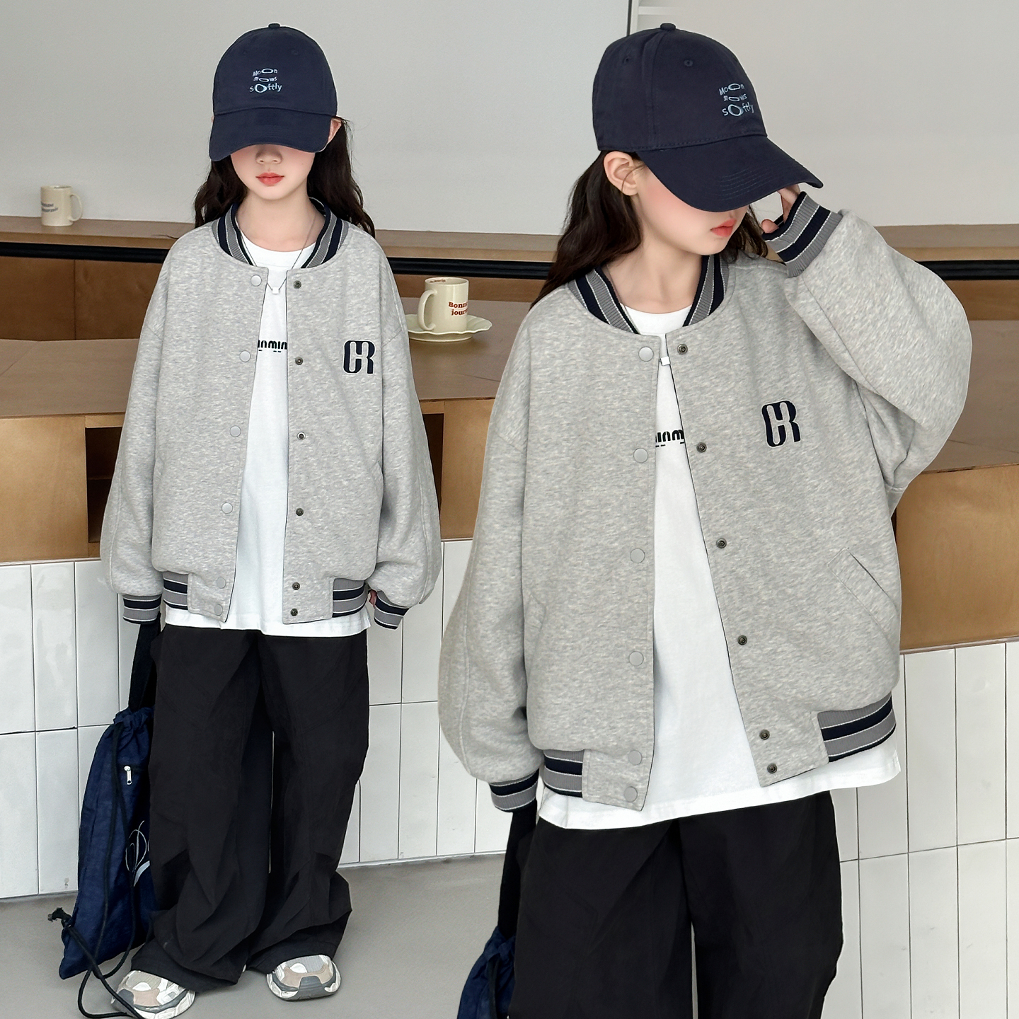 女童秋装外套2025新款中大童洋气春秋韩版上衣时髦秋季网红棒球服