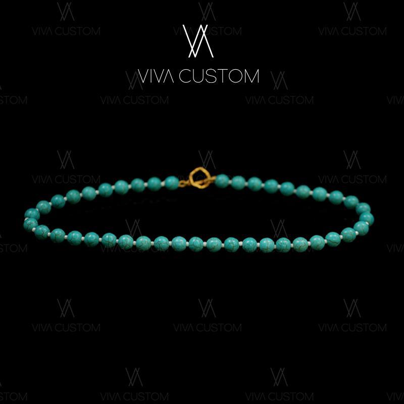 铜合金项链 经典宫廷风水蓝蓝珠珠项链Y