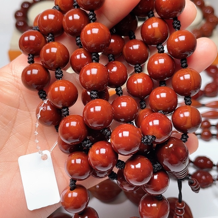 橄榄核手串風*玉化光珠