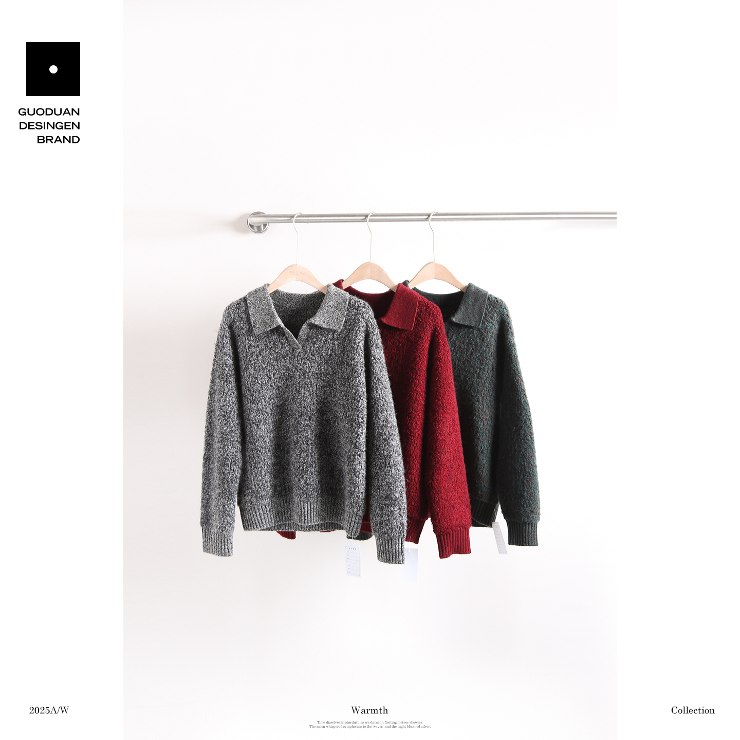 果缎 暖绒 650g 高克重羊毛 POLO 领上衣加厚肌理感 MJM12-8852