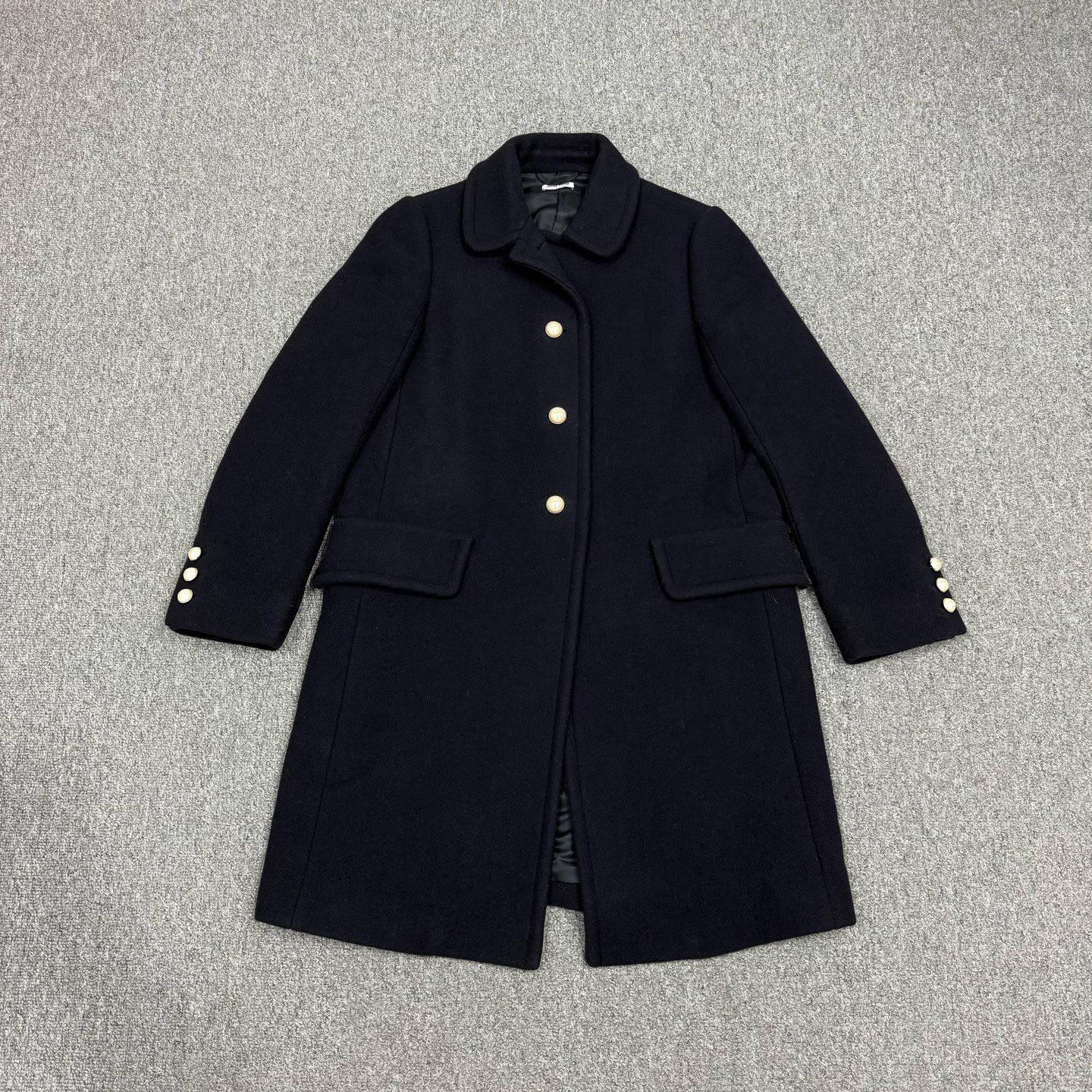 99新 MIU MIU/缪缪 17361856 nz缪缪藏蓝色毛呢大衣外套 38码99新