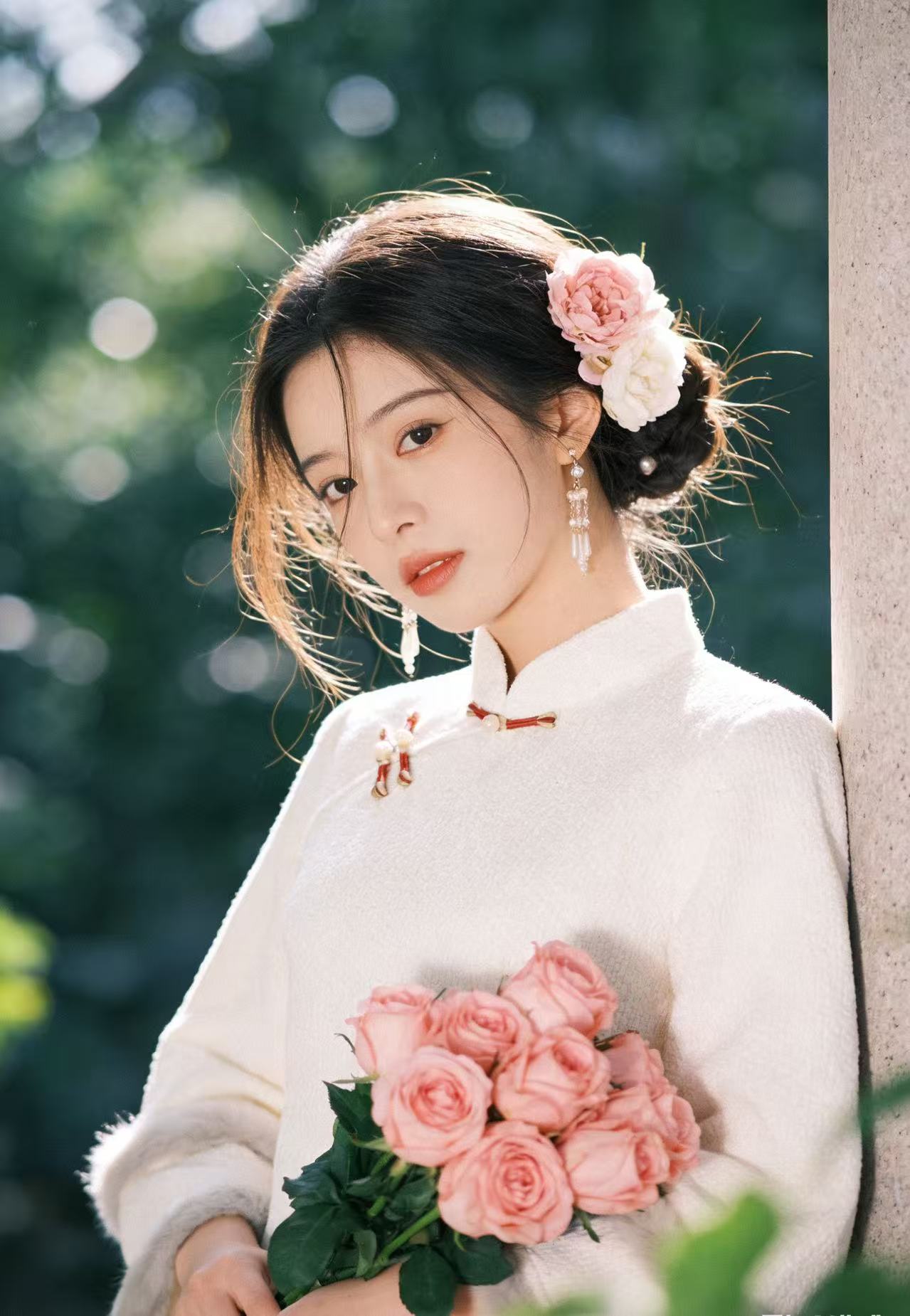 1561 米色 素板 缠结扣 【米雪】 倒大袖 旗袍