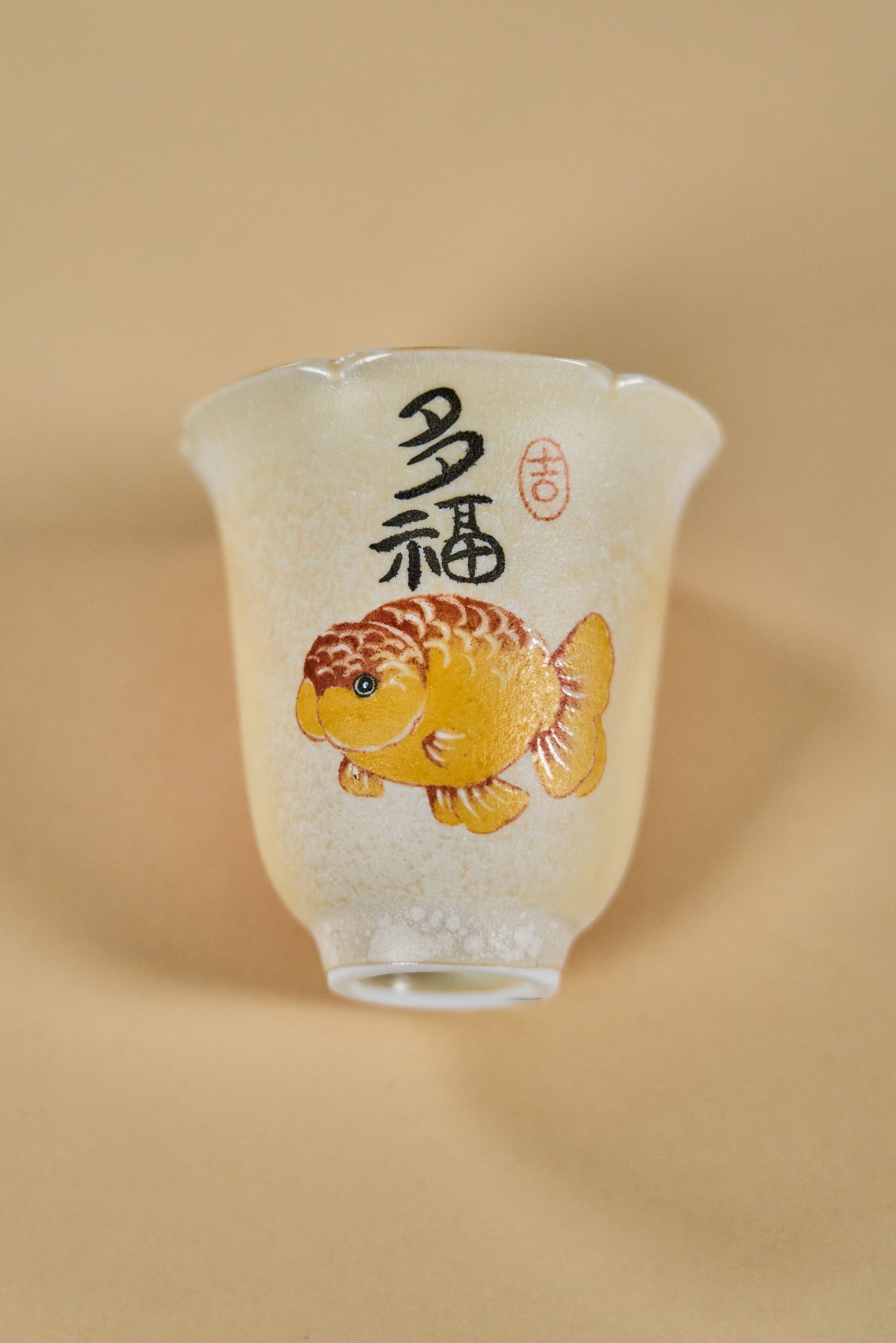 景德镇高温颜色釉陶瓷手绘锦鲤主人杯功夫茶具喝茶专用品茗单杯