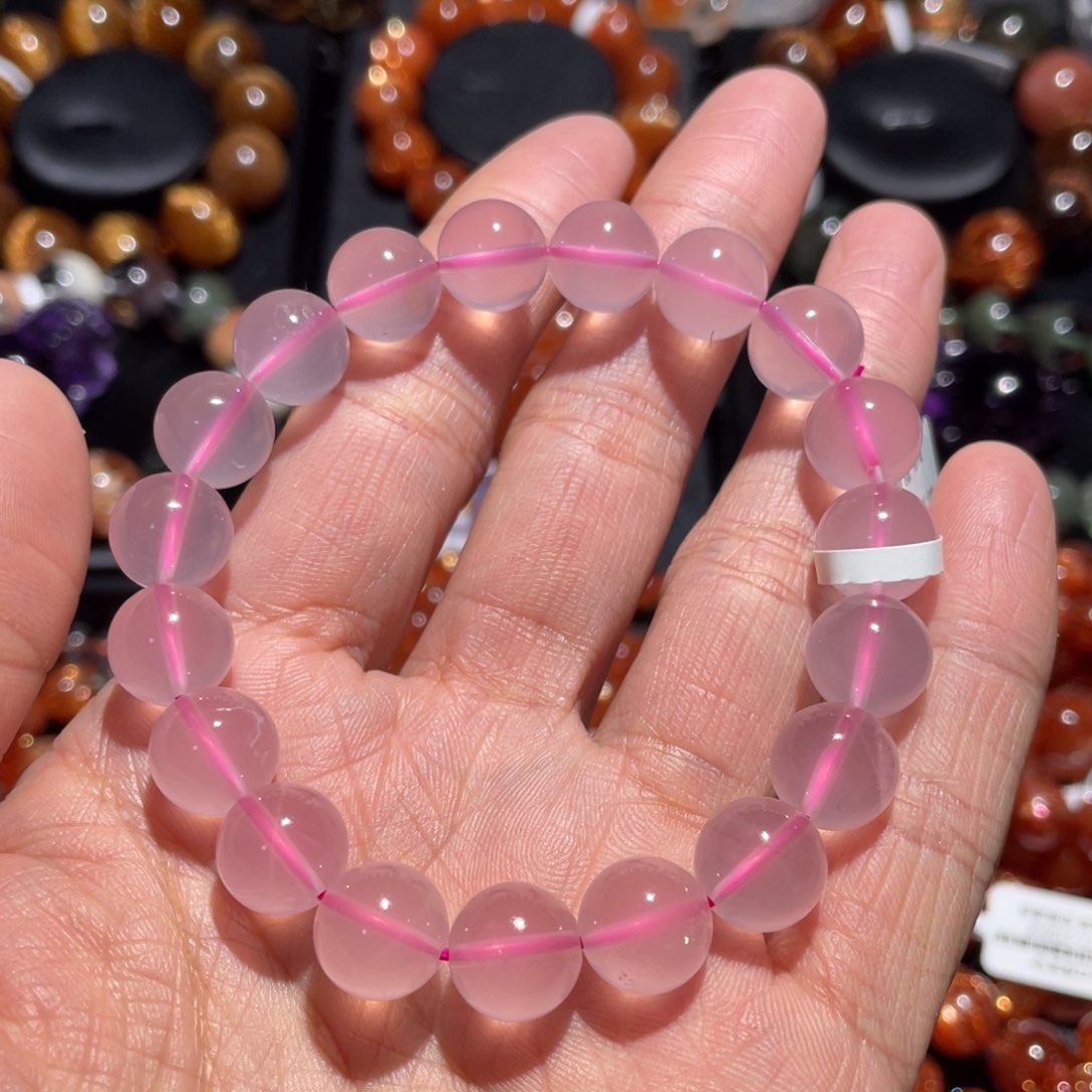 水晶手链未镶嵌粉水晶10.5mm左右