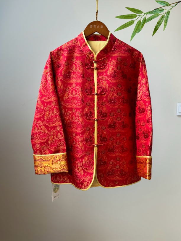 菁菁古韵｜上久楷宋锦织金对鹿纹 复古喜庆新中式外套