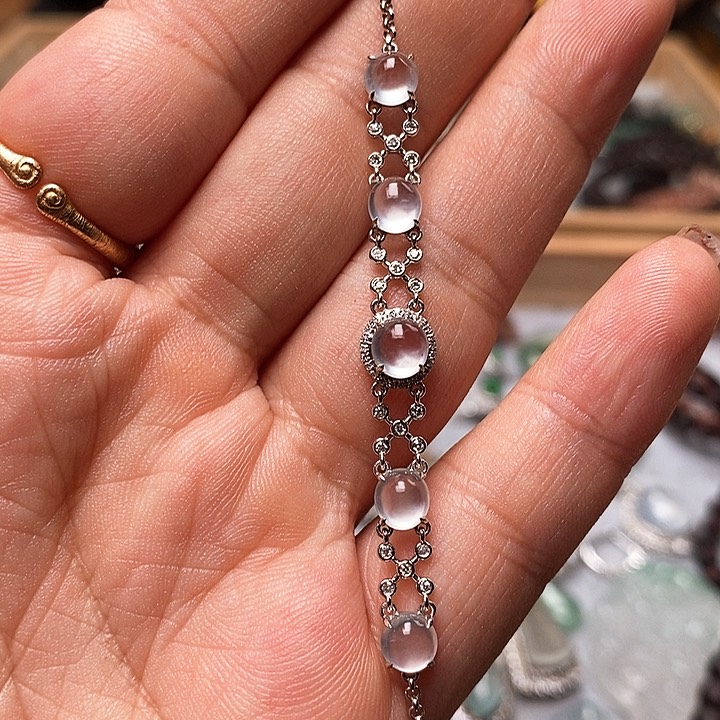 定制翡翠18K金镶嵌手链