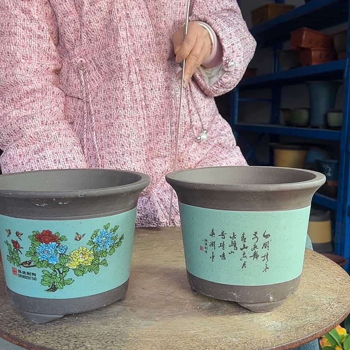 陈波绿金钟小一对花盆