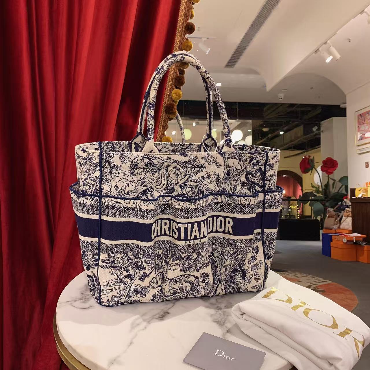 95新 DIOR/迪奥 GGS迪奥tote小号托特帆布刺绣老花手提包81552757