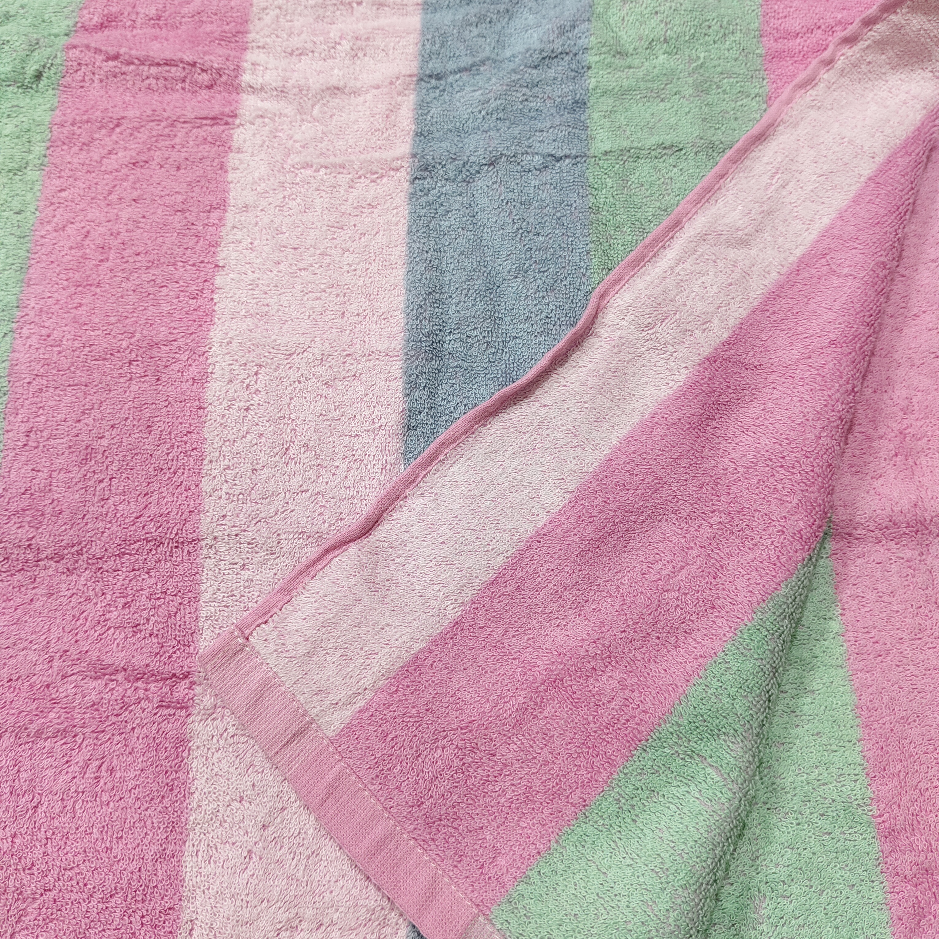 919号毛巾浴巾粉兰绿条纹浴巾70*130-353g