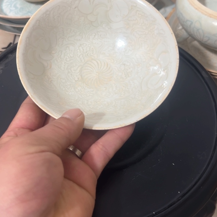 罐夏*影青釉纹饰斗笠碗
