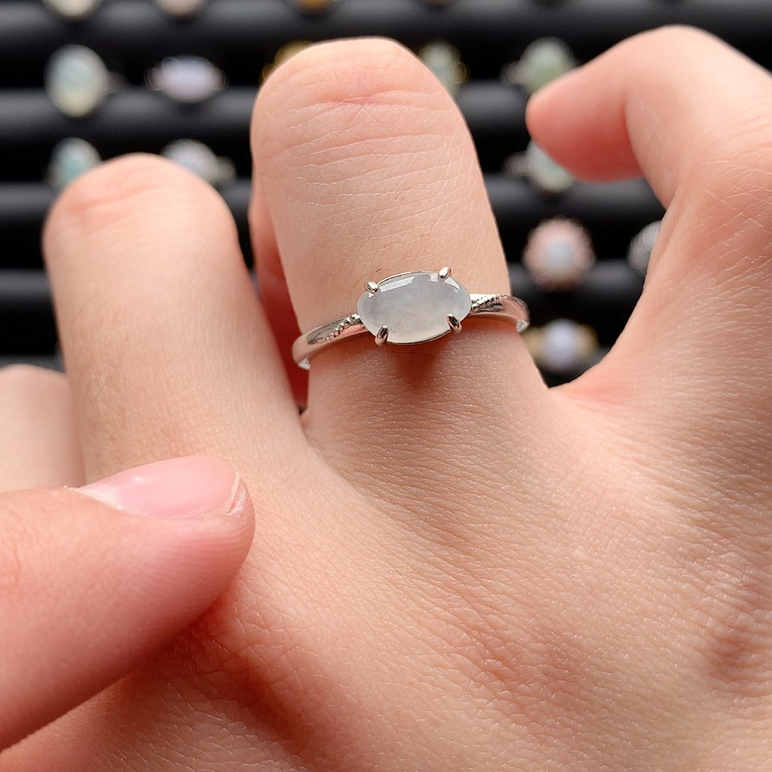 翡翠戒指银S925镶嵌0042