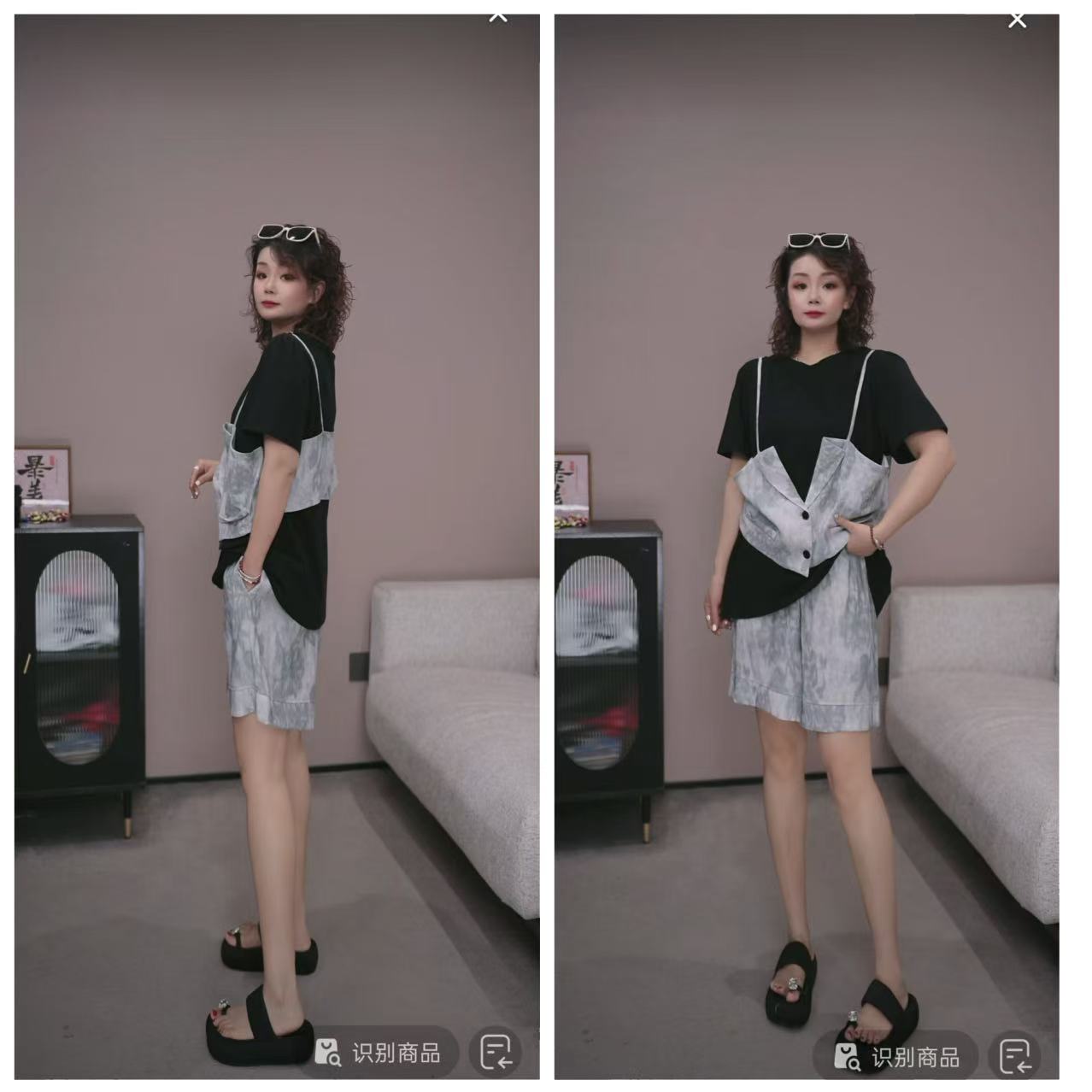 【No退换】瑕疵品 欧货【小众设计 假两件套装】短袖➕短裤 UP 269