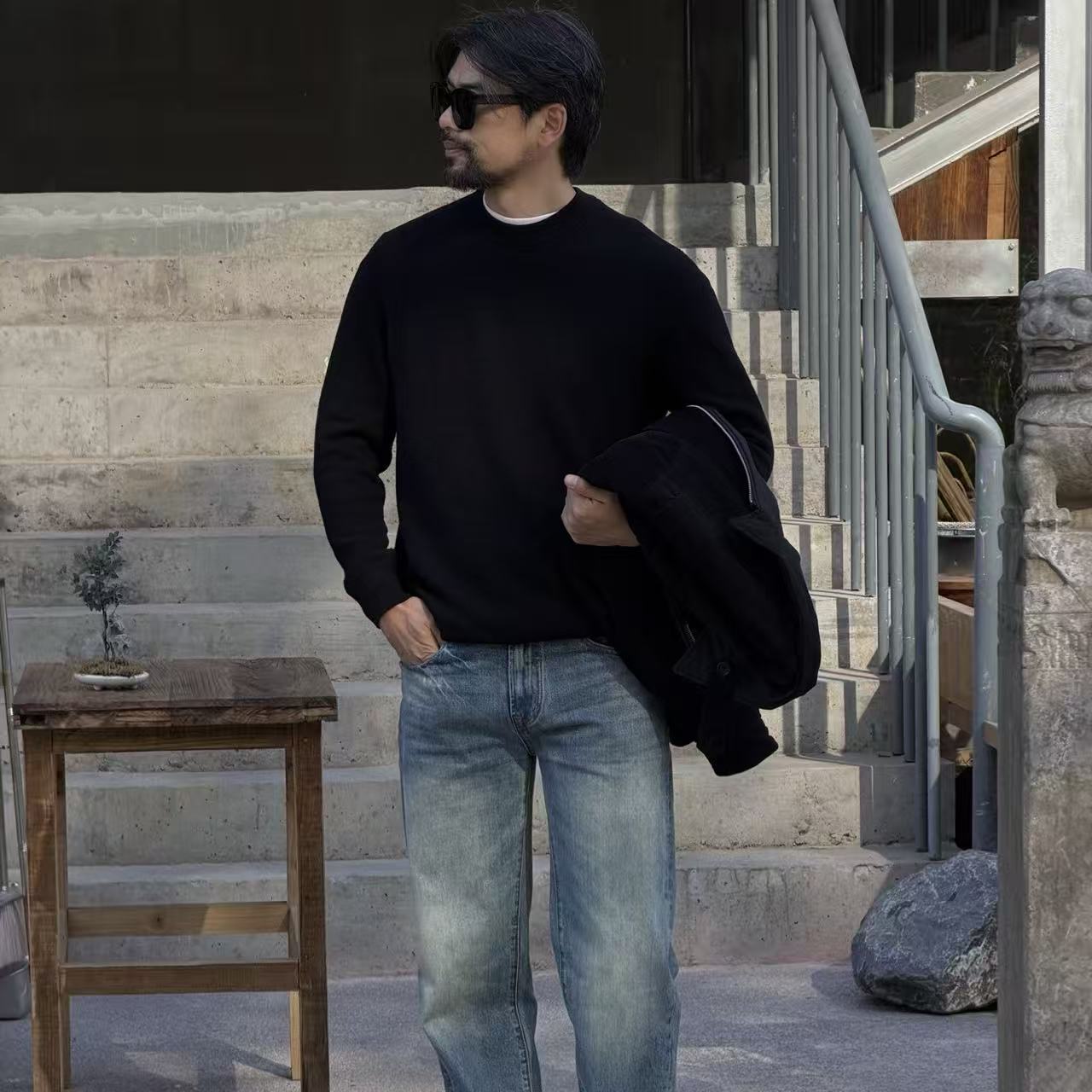 IMLINCONTE【观雨】Claeey系列新澳100羊毛菠萝花圆领毛衣XL5211570