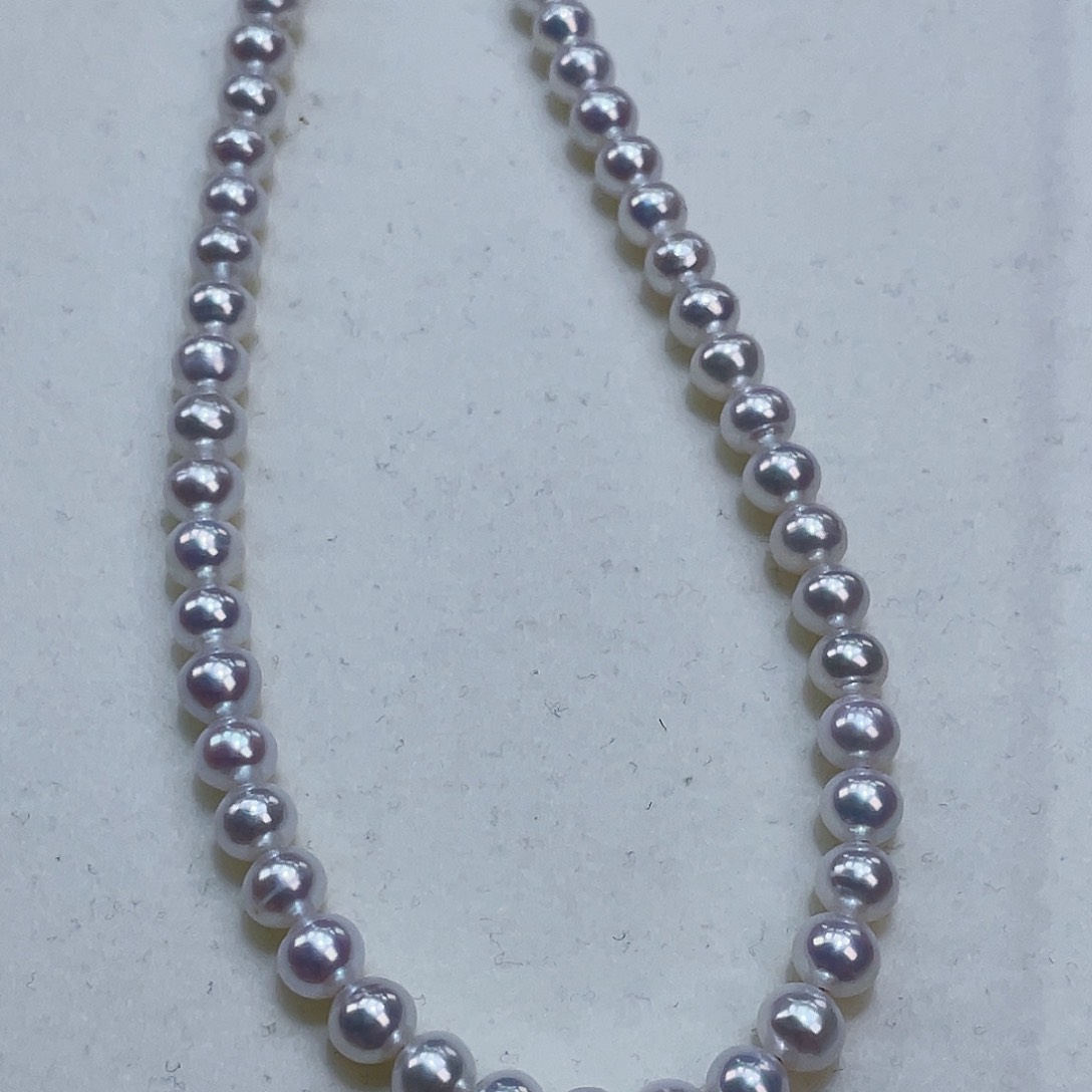 淡水珍珠颈饰银S925镶嵌5.5m冷白极光勿拍！