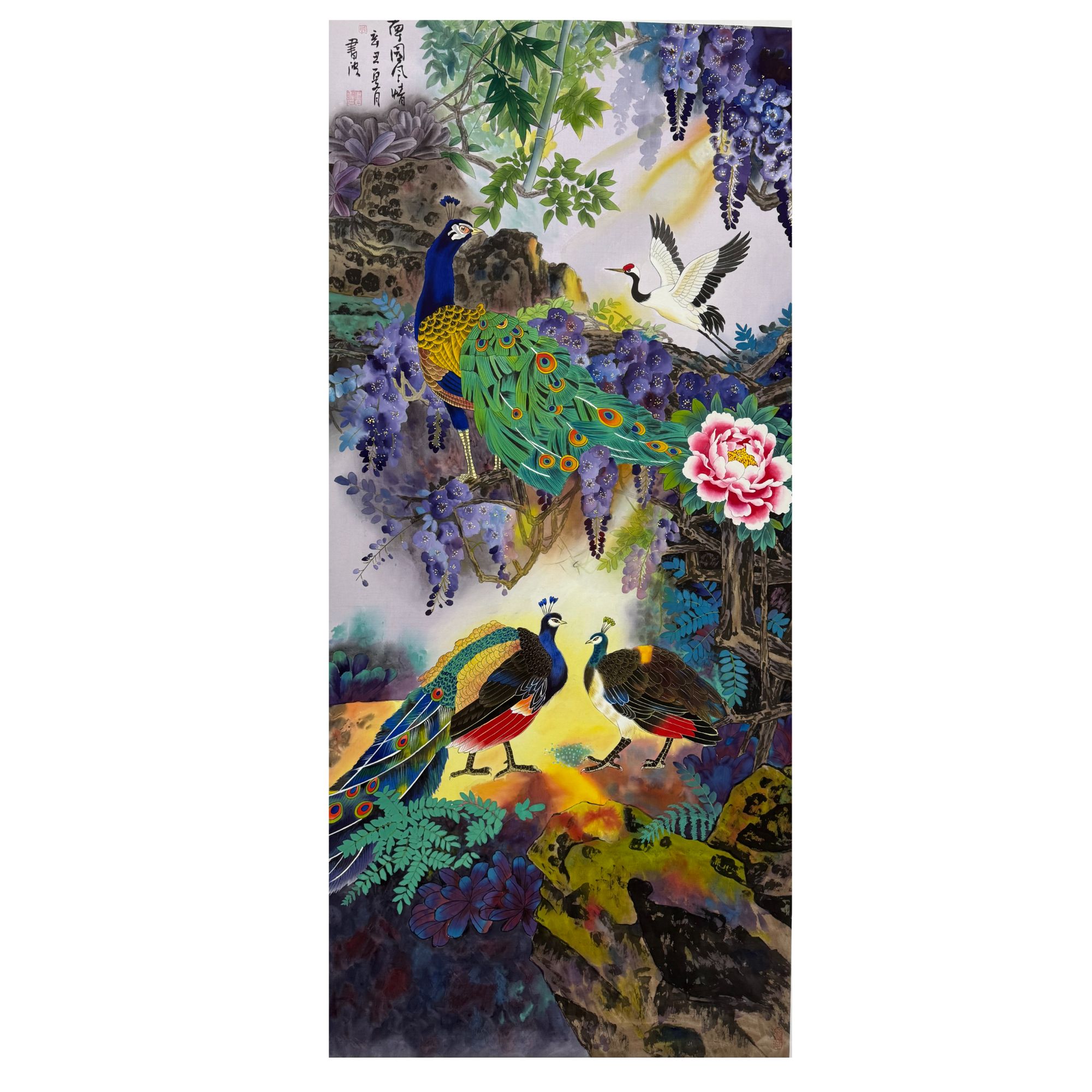 戴总专属——邢书波老师8平尺花鸟作品（孔雀丝绢）