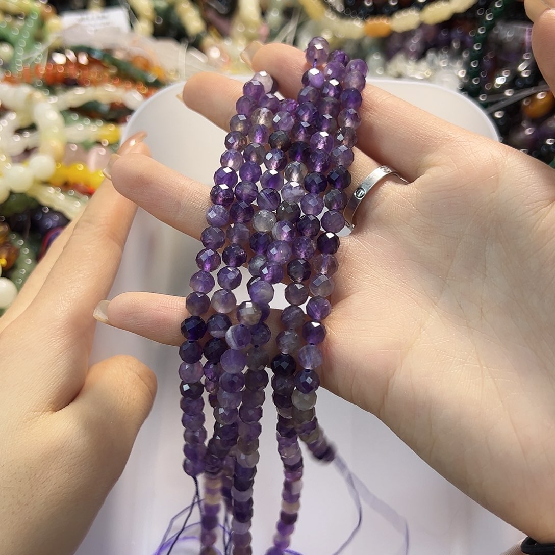 玛瑙/玉髓未镶嵌珠宝半成品紫水蹦迪切卡6一条