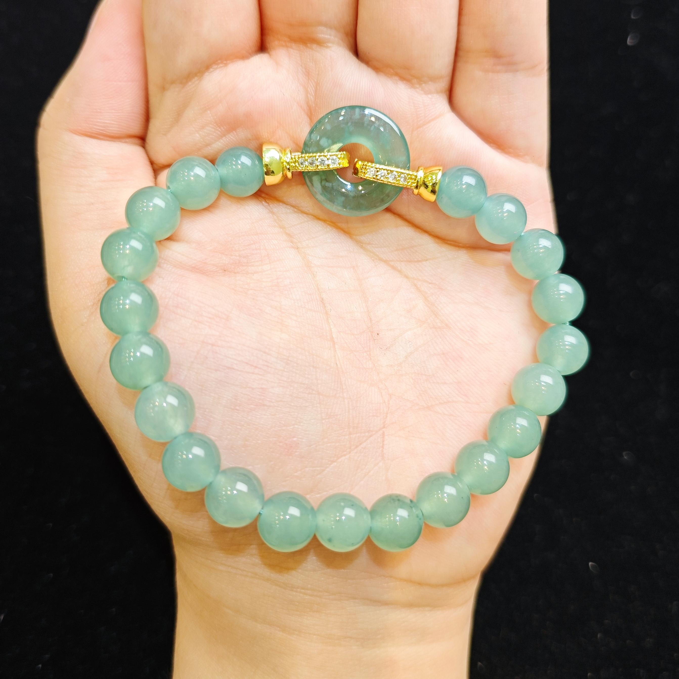 翠绿平安扣手串A28-154赠礼盒(多样性发)