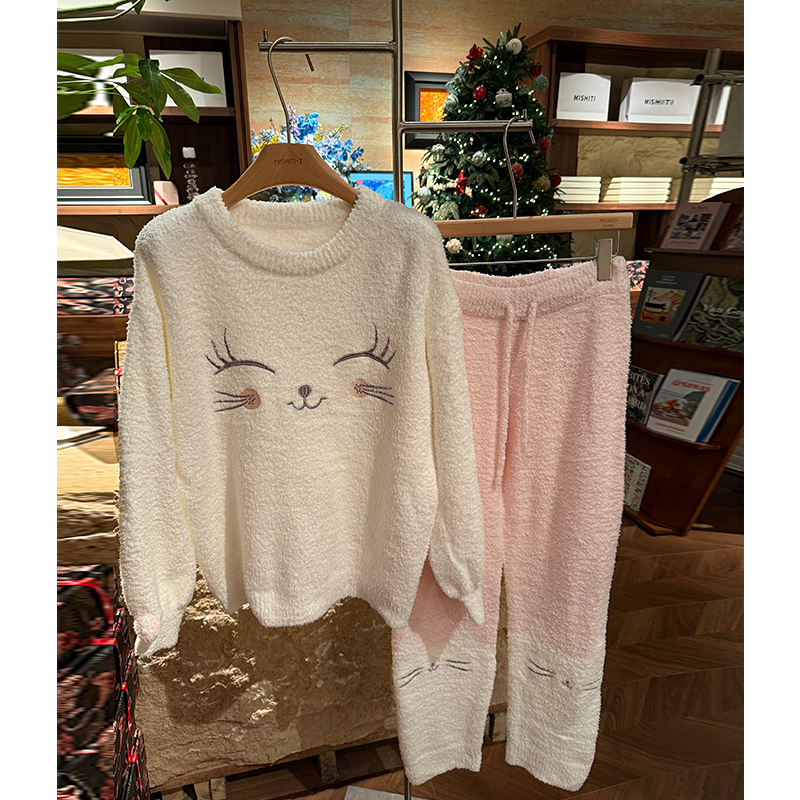 米诗缇年终大促捡漏款57号【S221503睫毛弯弯白色】长袖长裤家居服