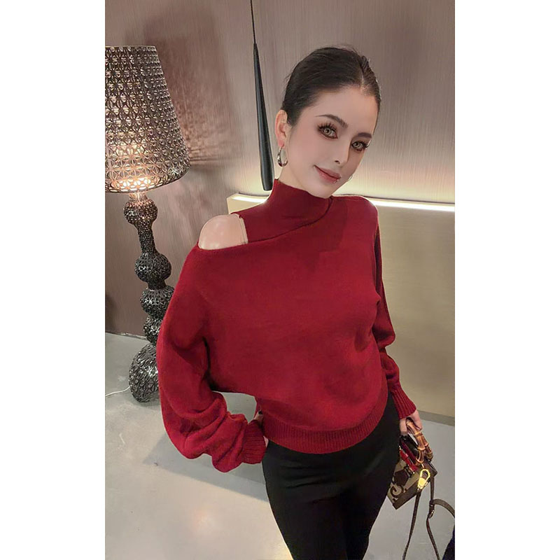 （两件套）中领背心拼接蝙蝠袖针织上衣CS31483